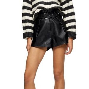 TopShop Belted Faux Leather Shorts